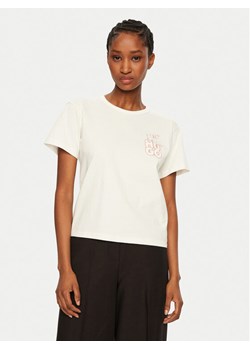 HUGO T-Shirt Destrel_1 50534246 Écru Regular Fit ze sklepu MODIVO w kategorii Bluzki damskie - zdjęcie 182751913