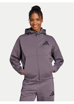 adidas Bluza Z.N.E. JD5985 Szary Loose Fit ze sklepu MODIVO w kategorii Bluzy damskie - zdjęcie 182752464