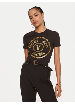Versace Jeans Couture T-Shirt 77HAHT02 CJ03T Czarny Slim Fit ze sklepu MODIVO w kategorii Bluzki damskie - zdjęcie 182753354
