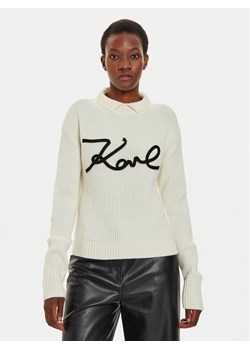 KARL LAGERFELD Sweter 246W2000 Écru Regular Fit ze sklepu MODIVO w kategorii Swetry damskie - zdjęcie 182754721