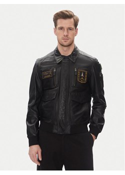 Aeronautica Militare Kurtka skórzana 251PN5046PL265 Czarny Regular Fit ze sklepu MODIVO w kategorii Kurtki męskie - zdjęcie 182755684