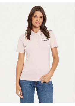 Tommy Hilfiger Polo Script WW0WW43624 Różowy Slim Fit ze sklepu MODIVO w kategorii Bluzki damskie - zdjęcie 182756744