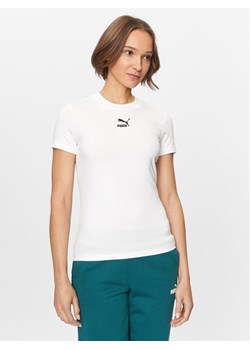 Puma T-Shirt Classics 535610 Biały Tight Fit ze sklepu MODIVO w kategorii Bluzki damskie - zdjęcie 182756820