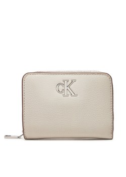 Calvin Klein Jeans Portfel damski Minimal Monogram Md Zip Around LV04K1009G Écru ze sklepu MODIVO w kategorii Portfele damskie - zdjęcie 182756902