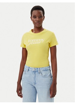 Tommy Jeans T-Shirt Essential DW0DW19447 Żółty Slim Fit ze sklepu MODIVO w kategorii Bluzki damskie - zdjęcie 182759013