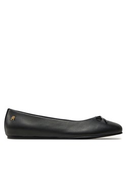 Tommy Hilfiger Baleriny Ballerina Leather Flat Bow FW0FW08359 Czarny ze sklepu MODIVO w kategorii Balerinki - zdjęcie 182760541