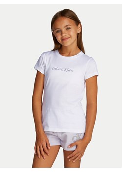 Calvin Klein Jeans T-Shirt Script Logo IG0IG02857 Biały Slim Fit ze sklepu MODIVO w kategorii Bluzki dziewczęce - zdjęcie 182761004