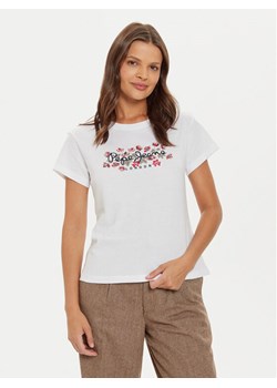 Pepe Jeans T-Shirt Ginny PL505945 Biały Regular Fit ze sklepu MODIVO w kategorii Bluzki damskie - zdjęcie 182761020