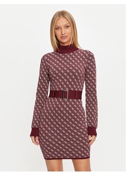 Guess Sukienka dzianinowa Lise W4BK43 Z37K0 Bordowy Regular Fit ze sklepu MODIVO w kategorii Sukienki - zdjęcie 182763582