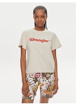 Wrangler T-Shirt 112350305 Écru Regular Fit ze sklepu MODIVO w kategorii Bluzki damskie - zdjęcie 182763634