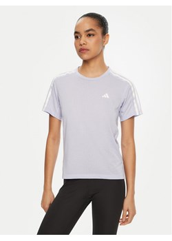 adidas Koszulka techniczna Own the Run 3-Stripes JD2276 Fioletowy Regular Fit ze sklepu MODIVO w kategorii Bluzki damskie - zdjęcie 182765323