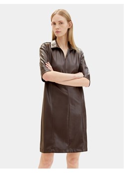 Tom Tailor Sukienka skórzana 1039176 Brązowy Regular Fit ze sklepu MODIVO w kategorii Sukienki - zdjęcie 182767842