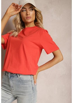 Czerwony T-shirt z Bawełny o Krótkim Luźnym Fasonie Ilakara ze sklepu renee.pl w kategorii Bluzki damskie - zdjęcie 183545374