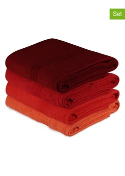 Colorful Cotton Ręczniki (4 szt.) w kolorze bordowym, czerwonym i pomarańczowym do rąk ze sklepu Limango Polska w kategorii Ręczniki - zdjęcie 183549781