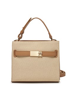 Torebka Tommy Hilfiger Th Heritage Mini Satchel Canvas AW0AW17406 Beżowy ze sklepu eobuwie.pl w kategorii Kuferki - zdjęcie 183549833