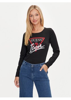 Guess Bluzka Icon W4YI33 I3Z14 Czarny Slim Fit ze sklepu MODIVO w kategorii Bluzki damskie - zdjęcie 183550473