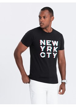 T-shirt męski bawełniany z nadrukiem - czarny V1 OM-TSPT-0162 ze sklepu ombre w kategorii T-shirty męskie - zdjęcie 183552991