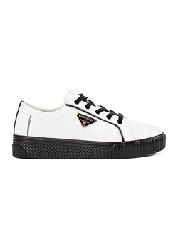 Goodin Skórzane biało-czarne sneakersy na grubej podeszwie białe ze sklepu ButyModne.pl w kategorii Buty sportowe damskie - zdjęcie 183553640