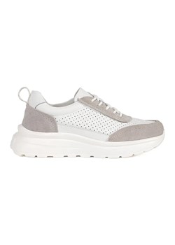 Goodin Skórzane ażurowe buty sportowe na grubej podeszwie białe ze sklepu ButyModne.pl w kategorii Buty sportowe damskie - zdjęcie 183553683