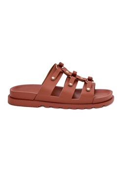 Inna Klapki Damskie Z Paskami Camel brązowe ze sklepu ButyModne.pl w kategorii Klapki damskie - zdjęcie 183553873