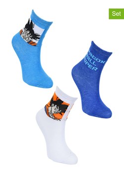 Dragon Ball Z Skarpety (3 pary) &quot;Dragon Ball Super&quot; w kolorze niebiesko-białym ze wzorem ze sklepu Limango Polska w kategorii Skarpetki dziecięce - zdjęcie 183556603