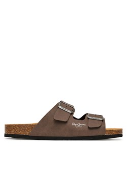 Pepe Jeans Klapki Bio M Double Chicago PMS90110 Brązowy ze sklepu MODIVO w kategorii Klapki męskie - zdjęcie 183558373