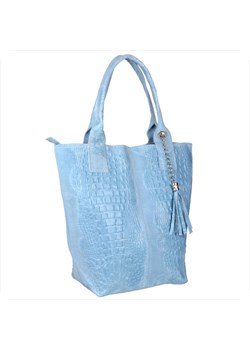 Torebka worek z miękkiej skóry xl/krokodylek/ jasnoniebieski ze sklepu melon.pl w kategorii Torby Shopper bag - zdjęcie 183560261