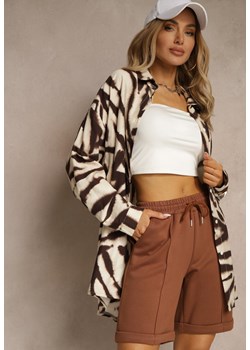 Brązowe Casualowe Szorty High Waist z Kieszeniami Wykończone Gumką Shezetta ze sklepu renee.pl w kategorii Szorty - zdjęcie 183561273