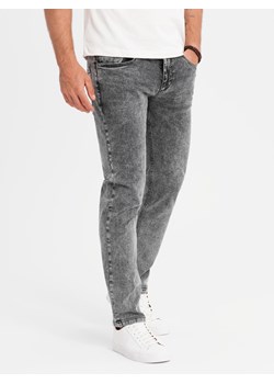 Klasyczne męskie przecierane jeansy REGULAR FIT – szare V4 OM-PADP-0217 ze sklepu ombre w kategorii Jeansy męskie - zdjęcie 183563172