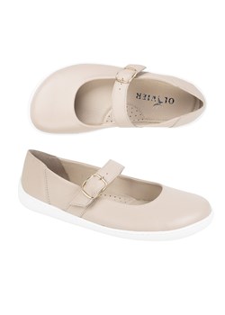 Baleriny barefoot damskie Olivier 1770POL skórzane buty z klamerką beżowe ze sklepu butyolivier w kategorii Półbuty damskie - zdjęcie 183563984