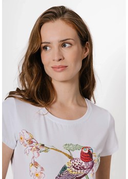 Bawełniany biały t-shirt z papugą ze sklepu Molton w kategorii Bluzki damskie - zdjęcie 183565584
