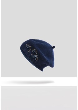 Granatowy beret z koralikami ze sklepu Molton w kategorii Czapki zimowe damskie - zdjęcie 183566773