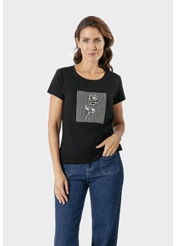 Czarny t-shirt z różą ze sklepu Molton w kategorii Bluzki damskie - zdjęcie 183566822