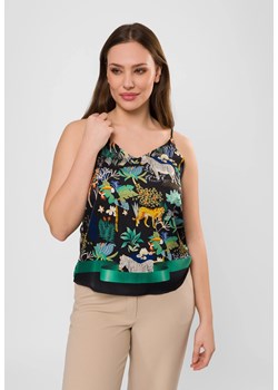 Czarny satynowy top w zwierzęcy print ze sklepu Molton w kategorii Bluzki damskie - zdjęcie 183567314