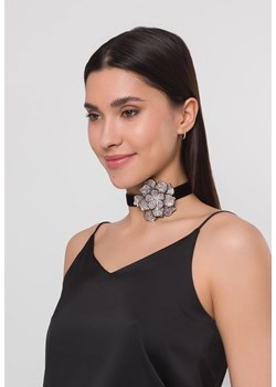 Czarny choker z kwiatem z cyrkoniami ze sklepu Molton w kategorii Naszyjniki - zdjęcie 183567874