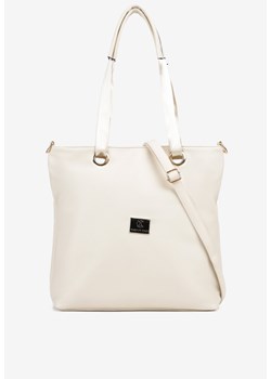 Beżowo-Kremowa Torebka Typu Shopperka Ozdobiona Metalicznymi Aplikacjami Gonevia ze sklepu renee.pl w kategorii Torby Shopper bag - zdjęcie 183570094