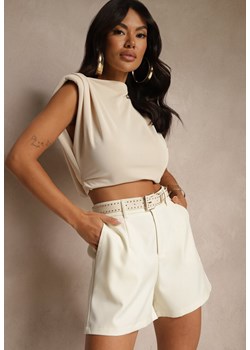 Beżowe Szorty High Waist z Paskiem Linave ze sklepu renee.pl w kategorii Szorty - zdjęcie 183570360