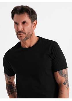 Klasyczny T-shirt męski bawełniany BASIC - czarny V1 OM-TSBS-0236 ze sklepu ombre w kategorii T-shirty męskie - zdjęcie 183574942