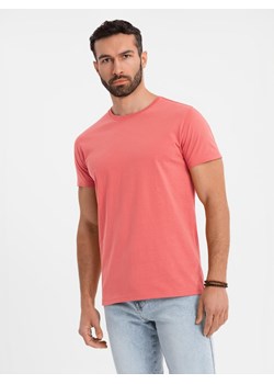 T-shirt męski klasyczny bawełniany BASIC - koralowy V17 OM-TSBS-0236 ze sklepu ombre w kategorii T-shirty męskie - zdjęcie 183575024