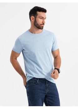 T-shirt męski klasyczny bawełniany BASIC - jasnoniebieski V19 OM-TSBS-0236 ze sklepu ombre w kategorii T-shirty męskie - zdjęcie 183575203
