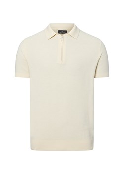Nils Sundström Męska koszulka polo Mężczyźni Bawełna écru wypukły wzór tkaniny ze sklepu vangraaf w kategorii T-shirty męskie - zdjęcie 183575534