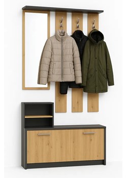 Zestaw Mebli Do Przedpokoju Z Szafką Na Buty Dąb Artisan + Antracyt ze sklepu Edinos.pl w kategorii Zestawy mebli do przedpokoju - zdjęcie 183575683