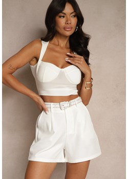 Białe Szorty High Waist z Paskiem Linave ze sklepu renee.pl w kategorii Szorty - zdjęcie 183575831
