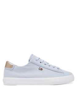 Sneakersy Tommy Hilfiger Vulc Canvas Lace Up Sneaker FW0FW08647 Błękitny ze sklepu eobuwie.pl w kategorii Buty sportowe damskie - zdjęcie 183577304