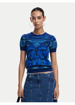 Desigual Sweter Butterfly 24WWTK08 Niebieski Regular Fit ze sklepu MODIVO w kategorii Swetry damskie - zdjęcie 183578564