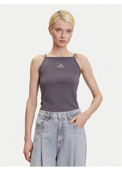 adidas Top ALL SZN Rib JJ1223 Szary Slim Fit ze sklepu MODIVO w kategorii Bluzki damskie - zdjęcie 183578712