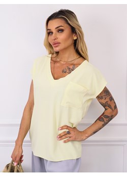 BLUZKA W SEREK Z KIESZONKĄ- ŻÓŁTA ze sklepu olika.com.pl w kategorii Bluzki damskie - zdjęcie 183583570