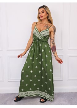 SUKIENKA MAXI WE WZORY- ZIELONA ze sklepu olika.com.pl w kategorii Sukienki - zdjęcie 183583593