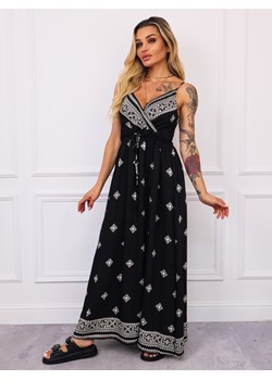 SUKIENKA MAXI WE WZORY- CZARNA ze sklepu olika.com.pl w kategorii Sukienki - zdjęcie 183583600