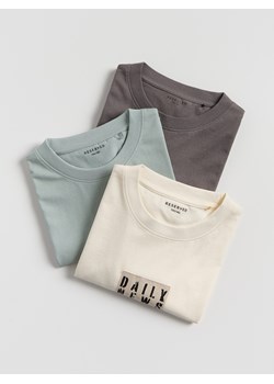 Reserved - Bawełniany t-shirt 3 pack - jasnoniebieski ze sklepu Reserved w kategorii T-shirty chłopięce - zdjęcie 183595300